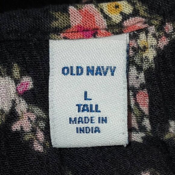 OLD NAVY BLACK & PINK FLORAL BOHO-INSPIRED BLOUSE SZ.L EUC - Picture 6 of 7